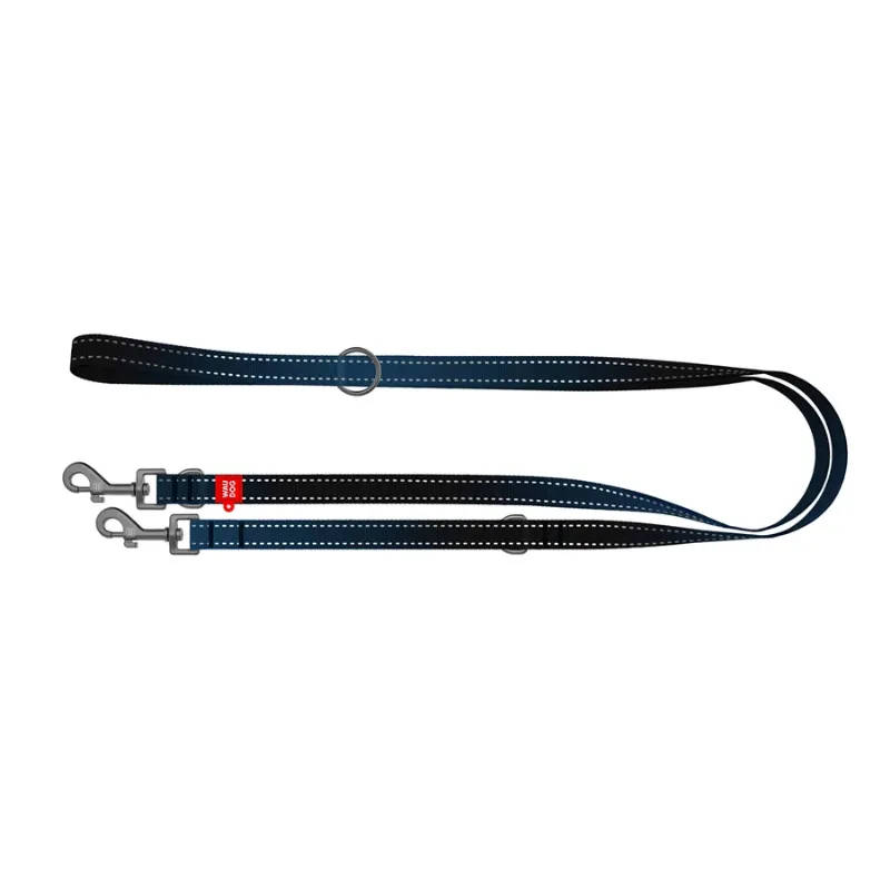 Повідець-перестібка для собак, світловідбивний, M, чорний WAUDOG Nylon Mono Adjustable Leash