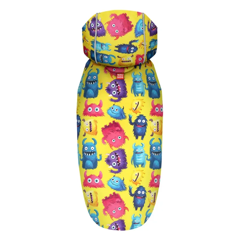 Дощовик-накидка з капюшоном для собак «Мохнаті монстри», M WAUDOG Clothes Dog Raincoat Furry Monsters