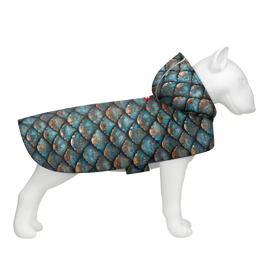 Дощовик-накидка з капюшоном для собак «Луска», L WAUDOG Clothes Dog Raincoat Scales