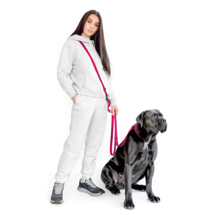 Повідець-перестібка для собак, світловідбивний, M, рожевий WAUDOG Nylon Mono Adjustable Leash