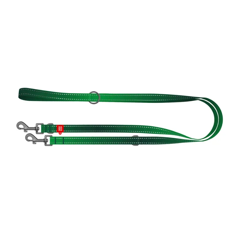 Повідець-перестібка для собак, світловідбивний, M, зелений WAUDOG Nylon Mono Adjustable Leash
