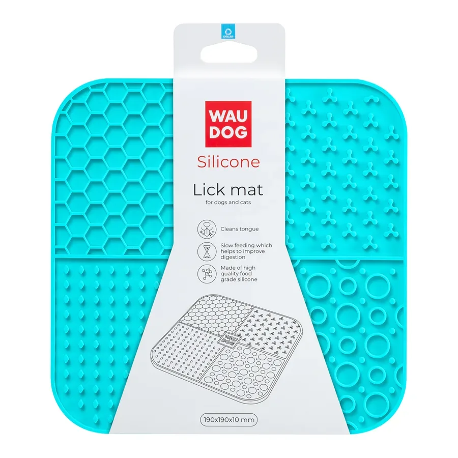 Коврик для слизывания, 190х190х10 мм, голубой WAUDOG Silicone Lick Mat