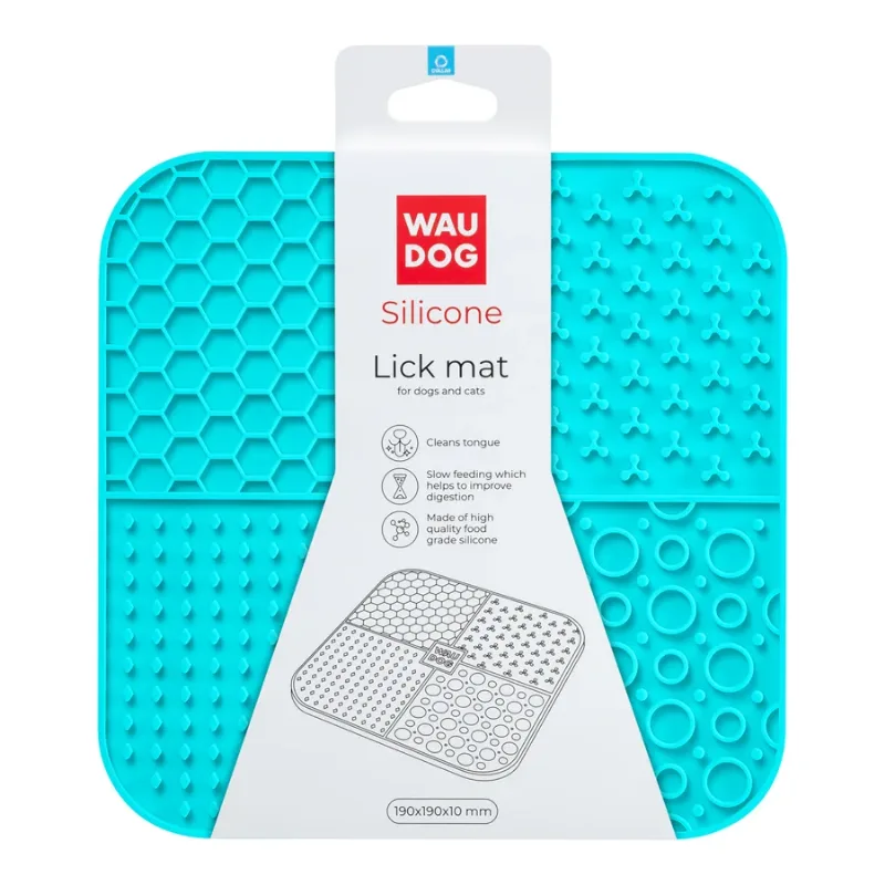 Коврик для слизывания, 190х190х10 мм, голубой WAUDOG Silicone Lick Mat
