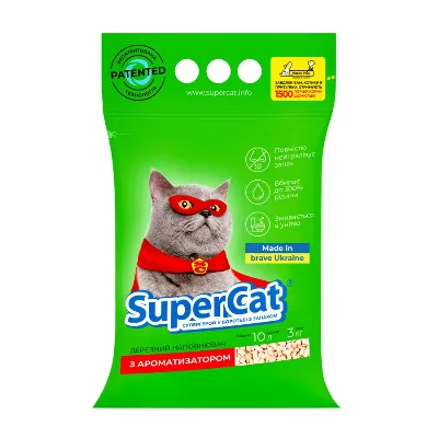 Наполнитель с ароматизатором 3кг, зеленый SuperCat Cat Litter