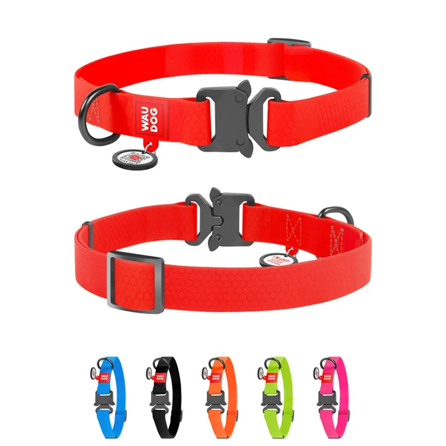 Нашийник для собак водостійкий, металева пряжка, XL, червоний WAUDOG Waterproof Collar