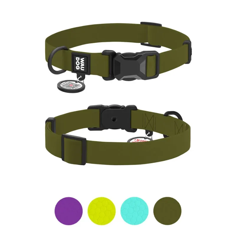 Нашийник для собак водостійкий, M, хакі WAUDOG Magnet Collar