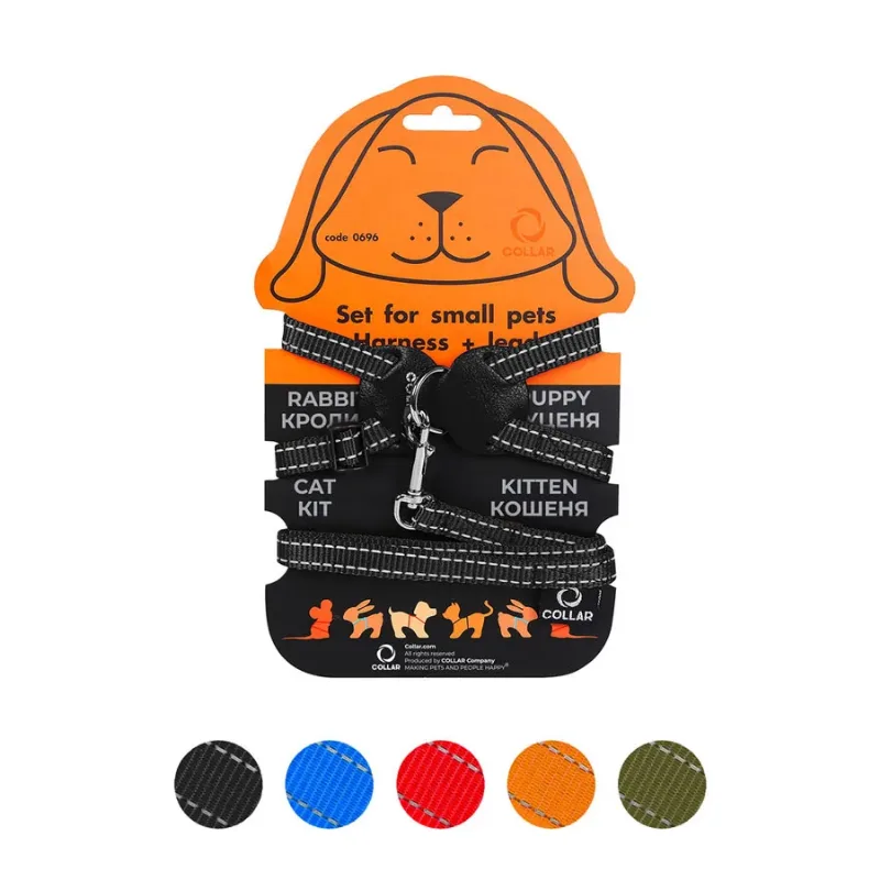 Шлея з нейлону на планшеті для кроликів, S, чорний Dog Extreme Harness with Leash