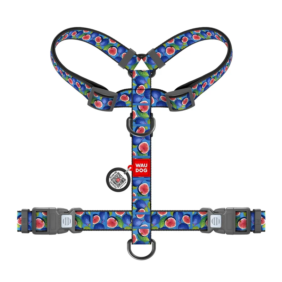 Шлея для собак анатомічна H-подібна «Інжир», M WAUDOG Nylon Anatomic Harness Figs
