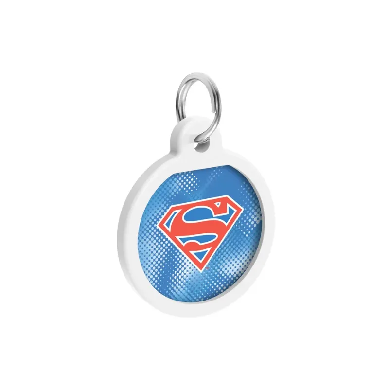 Адресник для собак и котов металлический, круг «Супермен ретро», S WAUDOG Smart ID Tag Superman Retro