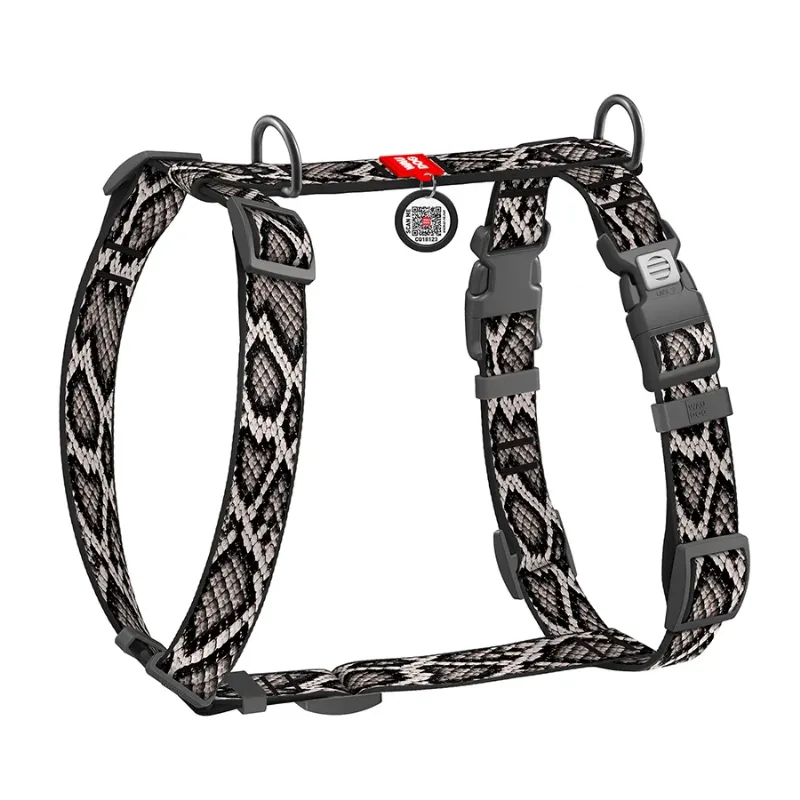 Шлея для собак анатомическая H-образная «Змея», M WAUDOG Nylon Harness Snake