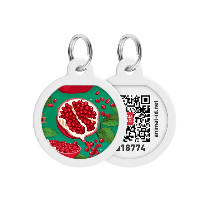 Адресник для собак і котів металевий, коло «Гранати», S WAUDOG Smart ID Tag Pomegranates