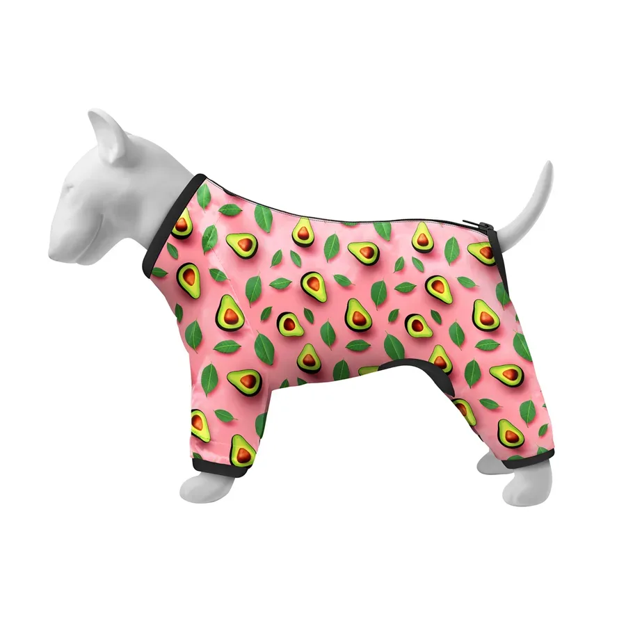 Вітровка для собак «Авокадо на рожевому», S40 WAUDOG Clothes Dog Windbreaker Avocado on Pink