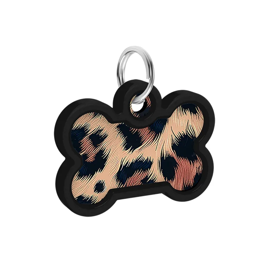 Адресник для собак і котів металевий, кістка «Леопард», M WAUDOG Smart ID Tag Leopard