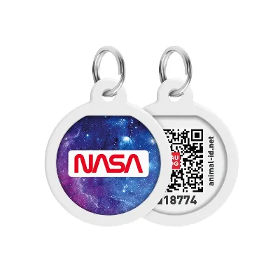 Адресник для собак і котів металевий, коло «NASA21», S WAUDOG Smart ID Tag NASA21