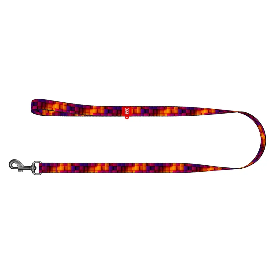 Повідець для собак нейлоновий «Куби 3Д», 25 мм × 122 см, L-XXL WAUDOG Nylon Leash 3D Cubes