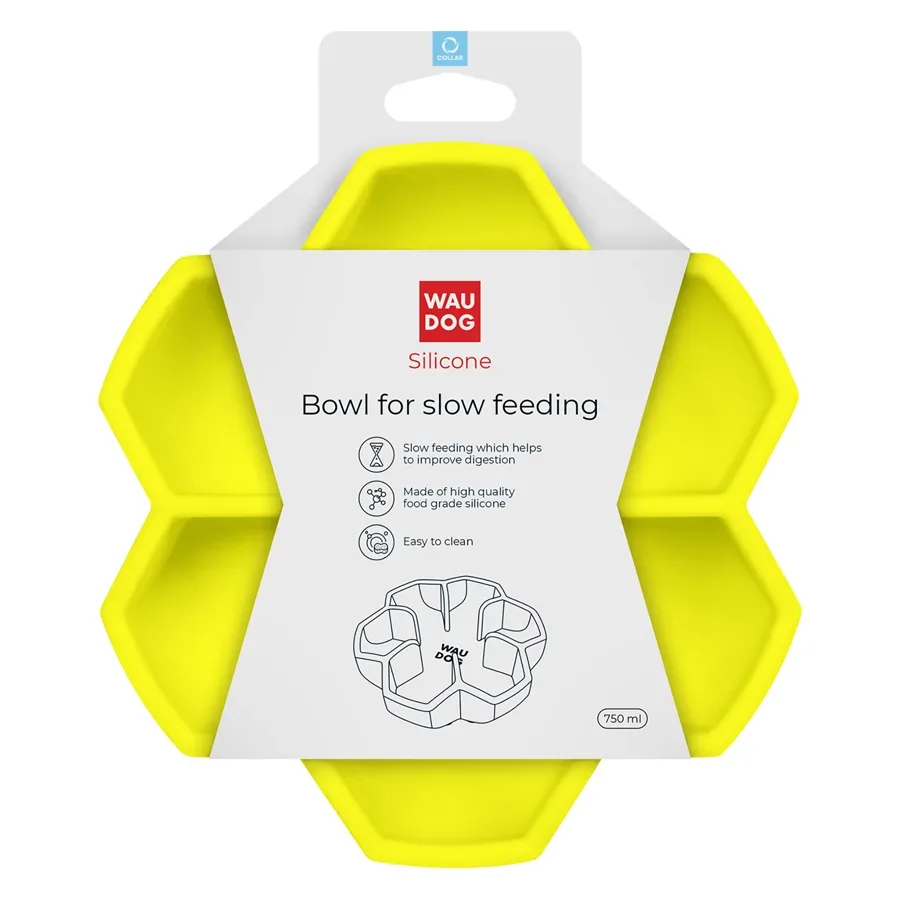 Миска для повільного харчування, 750 мл, жовтий WAUDOG Silicone Bowl
