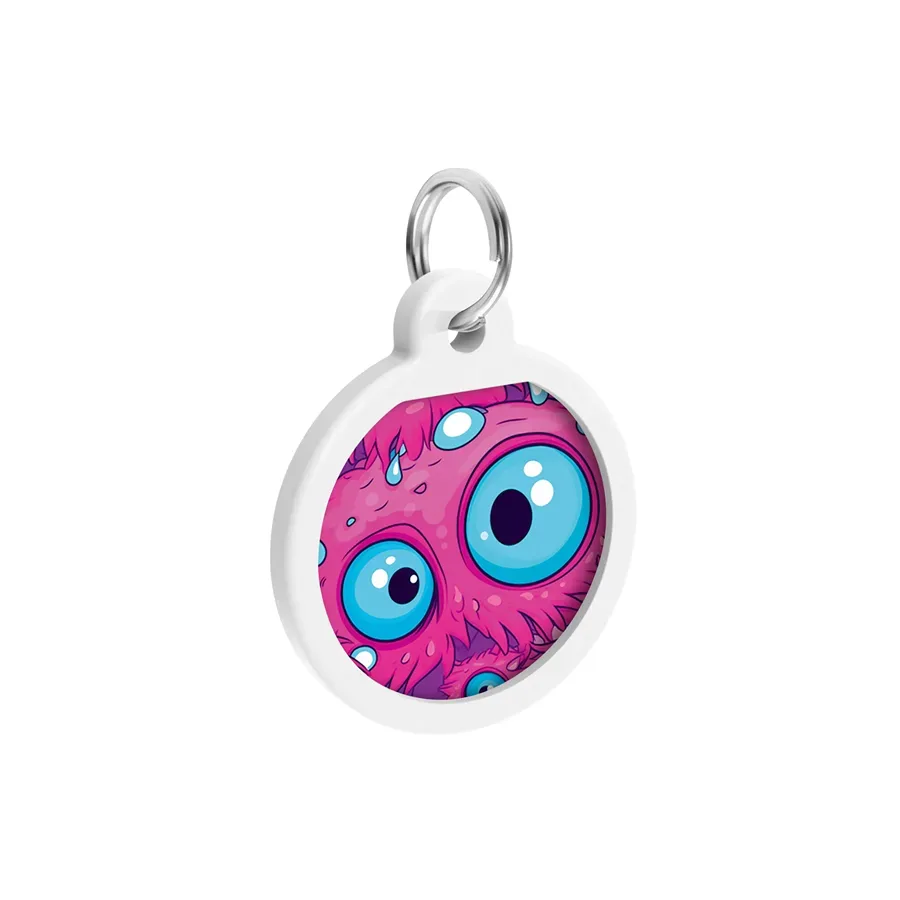 Адресник для собак и котов металлический, круг «Глаз монстра», S WAUDOG Smart ID Tag Monster Eye