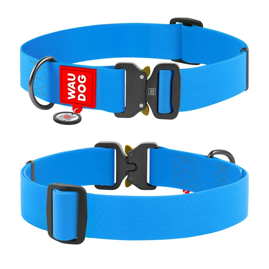 Ошейник для собак водостойкий, металлическая пряжка, XXL, голубой WAUDOG Waterproof Collar