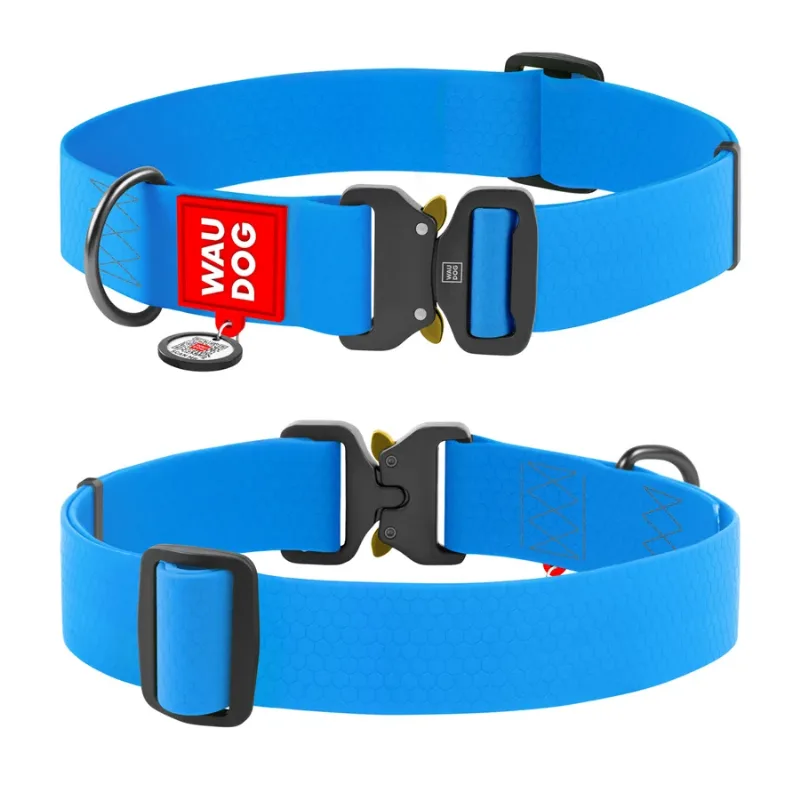 Ошейник для собак водостойкий, металлическая пряжка, XXL, голубой WAUDOG Waterproof Collar