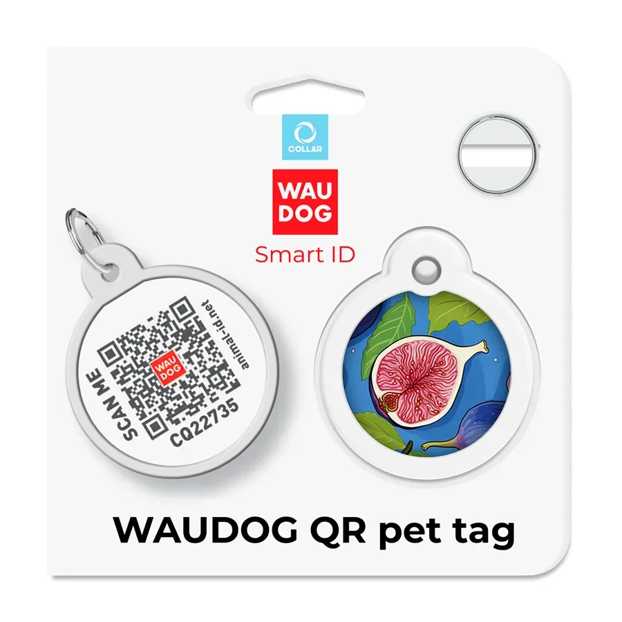 Адресник для собак і котів металевий, коло «Інжир», L WAUDOG Smart ID Tag Figs