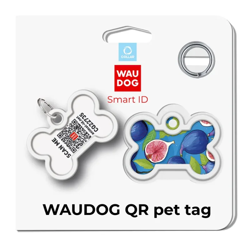 Адресник для собак і котів металевий, кістка «Інжир», M WAUDOG Smart ID Tag Figs