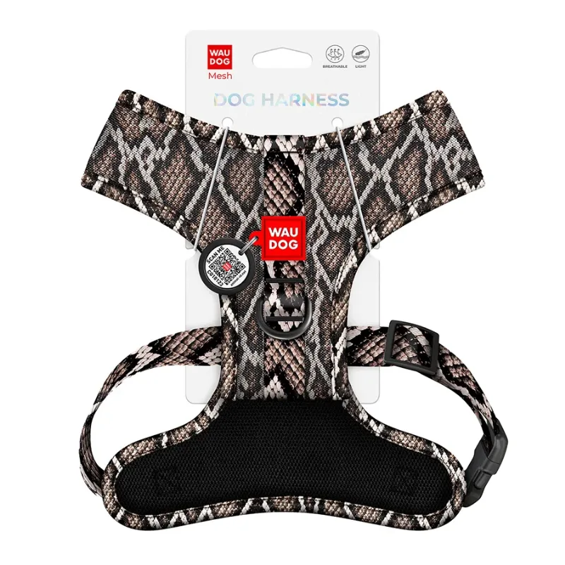 Шлея для собак дышащая «Змея», XS WAUDOG Mesh Soft Harness Snake
