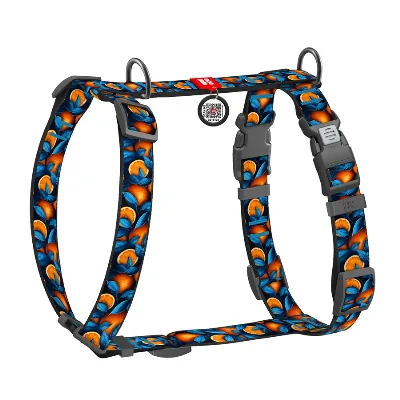 Шлея для собак анатомічна H-подібна «Апельсини», M WAUDOG Nylon Anatomic Harness Oranges