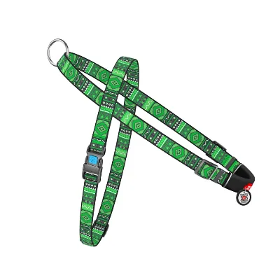 Шлея для собак швидкознімна «Етно зелений», L WAUDOG Nylon Harness Green Ethno