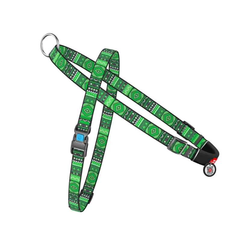 Шлея для собак быстросъемная «Этно зеленый», L WAUDOG Nylon Harness Green Ethno