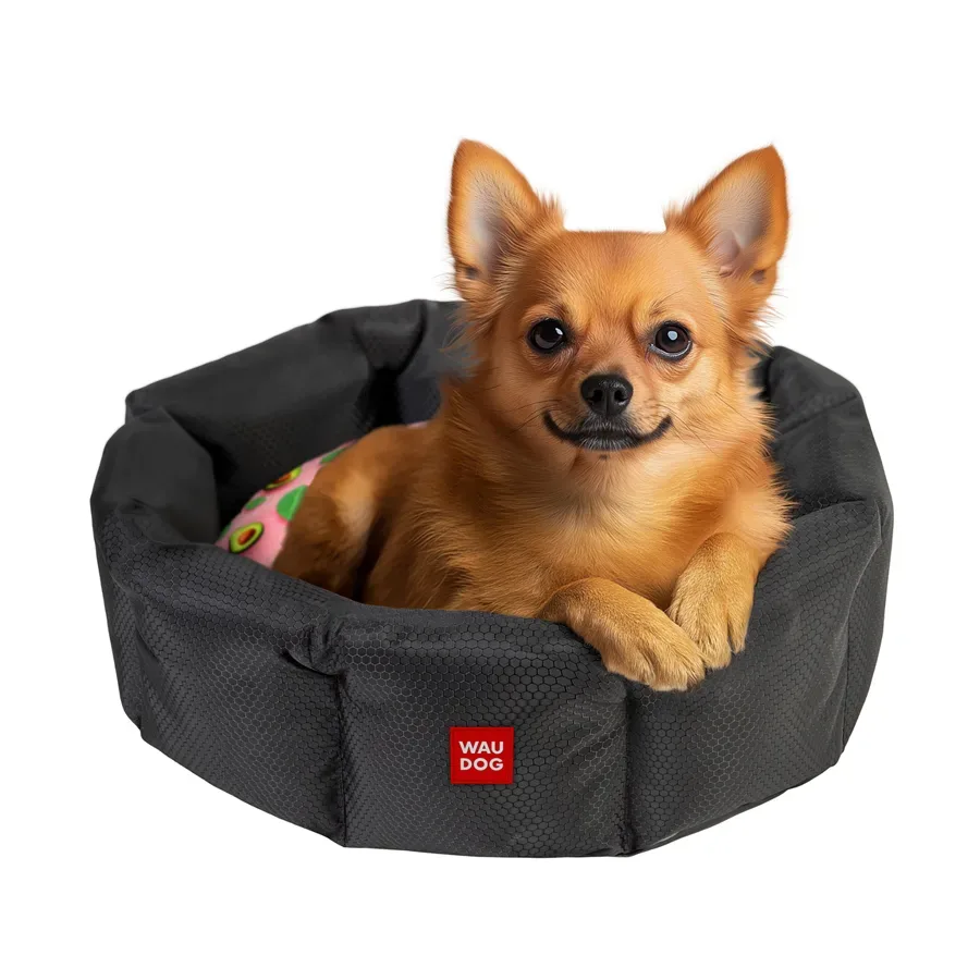 Лежанка для собак «Авокадо на рожевому», S WAUDOG Relax Pet Bed with Cushion Avocado on Pink