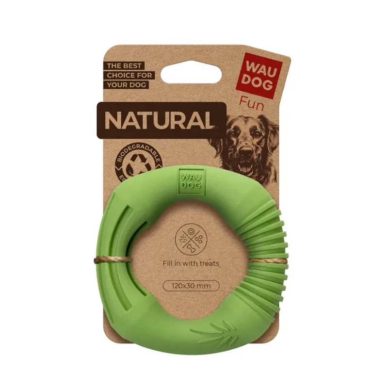 Іграшка для собак Кільце, біорозкладна гума, 12 см, зелена WAUDOG Fun Natural Ring Toy