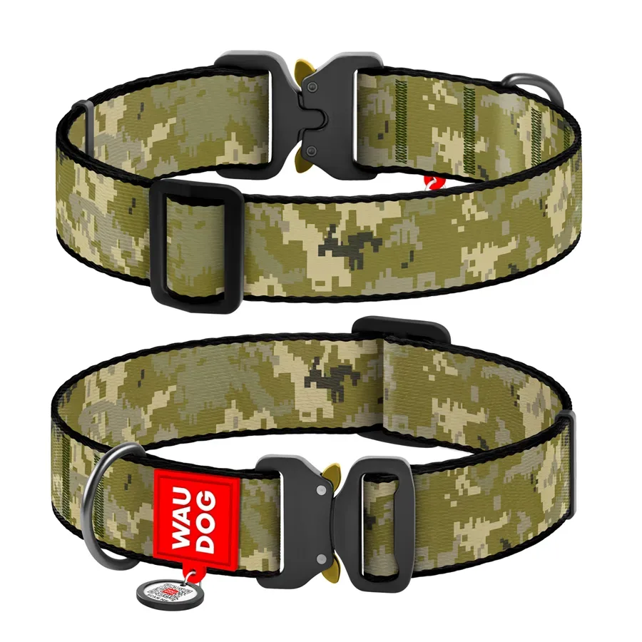 Нашийник для собак нейлоновий «Мілітарі», металева пряжка, XXL WAUDOG Nylon Collar Military