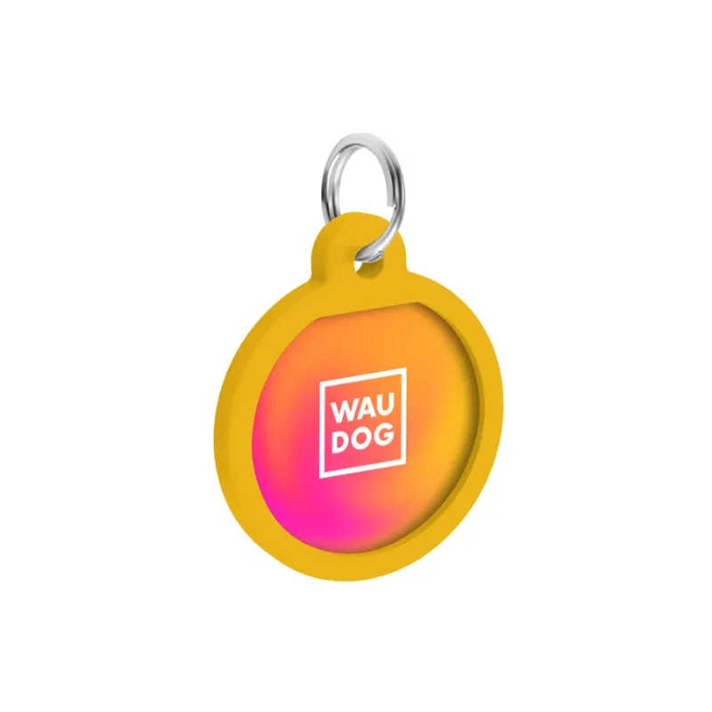 Адресник для собак і котів металевий, коло «Градієнт помаранчевий», S WAUDOG Smart ID Tag Orange Gradient