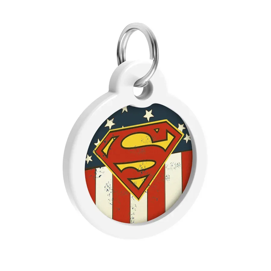 Адресник для собак і котів металевий, коло «Супермен Америка», L WAUDOG Smart ID Tag Superman America