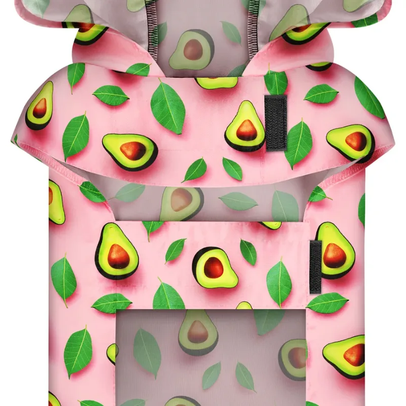 Дождевик-накидка с капюшоном для собак «Авокадо на розовом», XXS WAUDOG Clothes Dog Raincoat Avocado on Pink