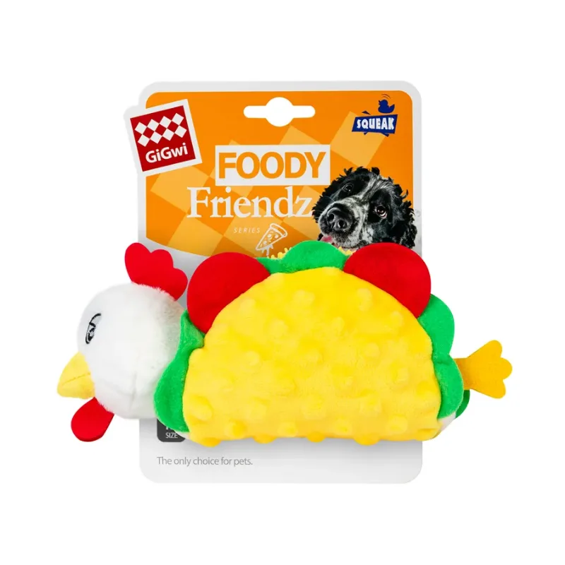 Іграшка для собак Курячий Тако з пищалкою, текстиль, плюш, 26 см GiGwi Foody Friends Toy