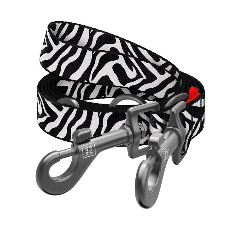 Повідець-перестібка для собак «Зебра», M WAUDOG Nylon Adjustable Leash Zebra