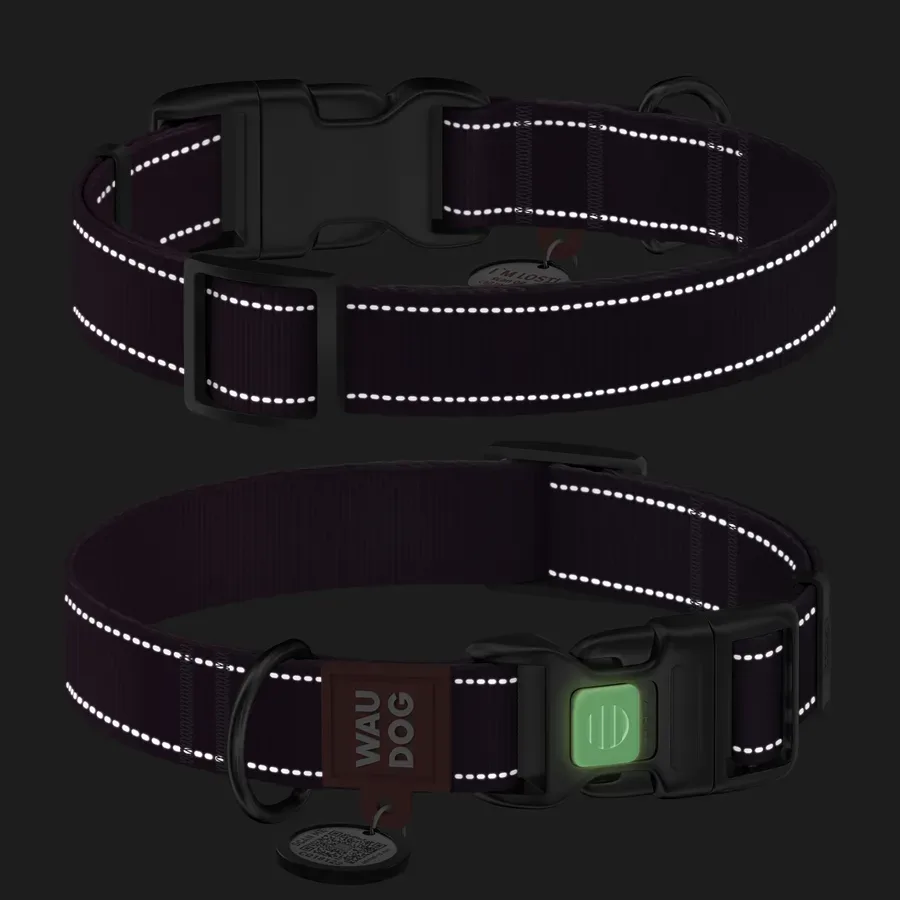 Нашийник для собак нейлоновий, світловідбивний, XL, фіолетовий WAUDOG Nylon Mono Collar