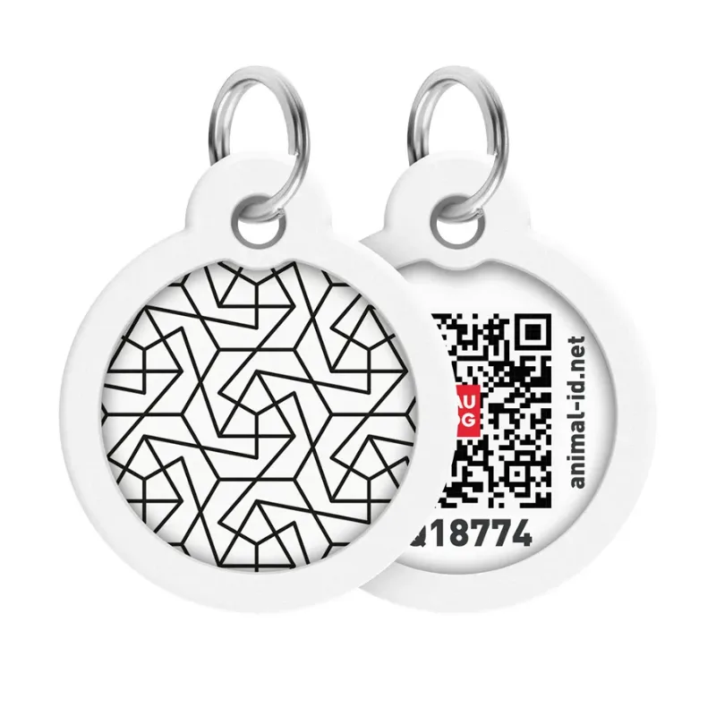 Адресник для собак и котов металлический, круг «Геометрия», L WAUDOG Smart ID Tag Geometry