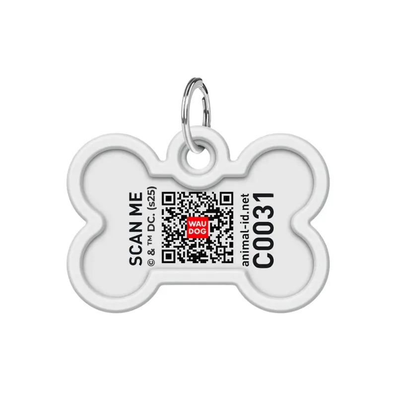 Адресник для собак и котов металлический, кость «Флеш лого», M WAUDOG Smart ID Tag Flash Logo