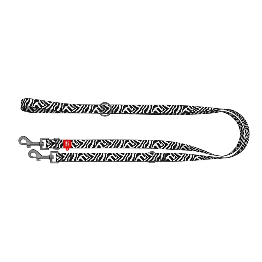 Повідець-перестібка для собак «Зебра», M WAUDOG Nylon Adjustable Leash Zebra