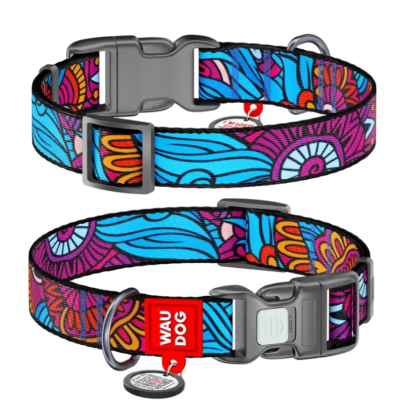 Нашийник для собак нейлоновий «Літо», пластикова пряжка, XL WAUDOG Nylon Collar Summer