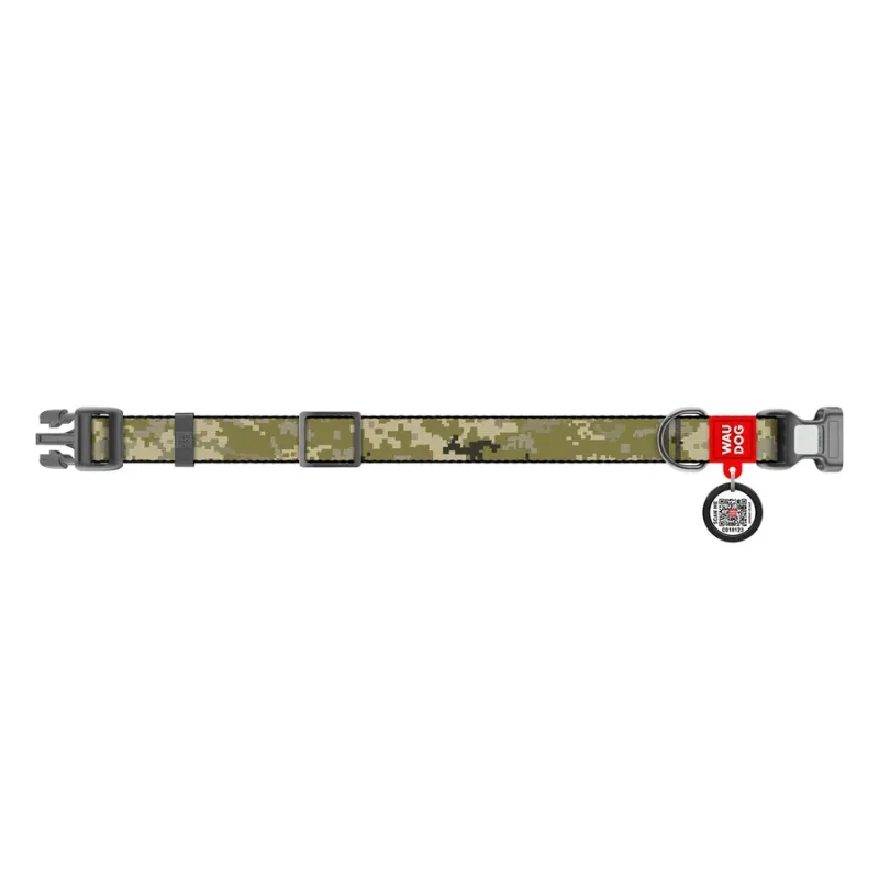 Нашийник для собак нейлоновий «Мілітарі», пластикова пряжка, M WAUDOG Nylon Collar Military