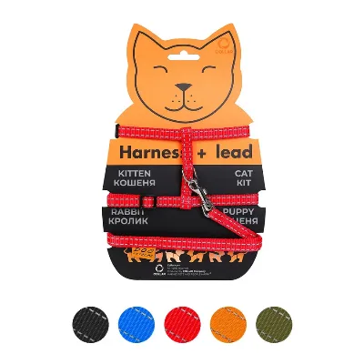 Шлея з нейлону для котів з повідцем, XS, червоний Dog Extreme Harness with Leash