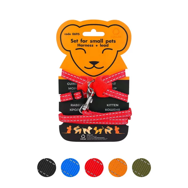Шлея нейлоновая на планшете для мор.свинок, декор.крыс, XXS, красный Dog Extreme Harness with Leash