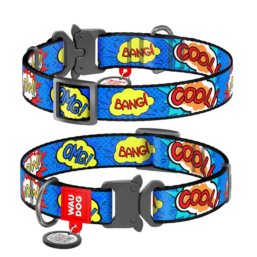 Нашийник для собак нейлоновий «ВАУ», XL WAUDOG Nylon Collar WOW