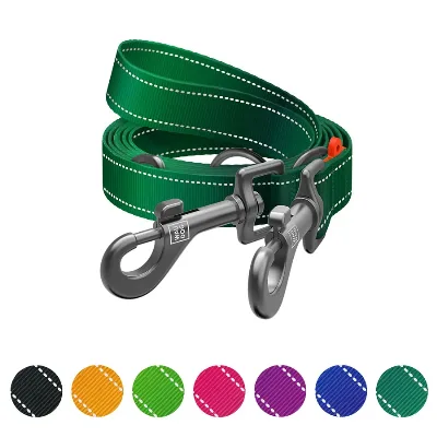 Повідець-перестібка для собак, світловідбивний, M, зелений WAUDOG Nylon Mono Adjustable Leash