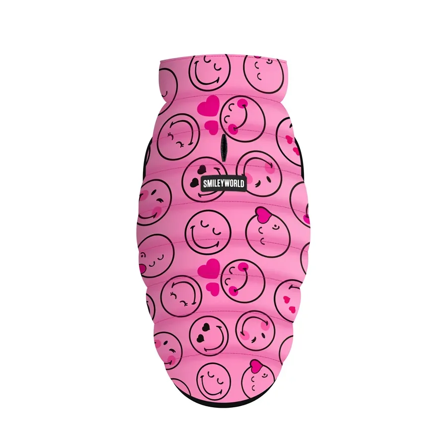 Курточка для собак «Смайлы на розовом», S35 WAUDOG Clothes Dog Jacket Smileys on Pink