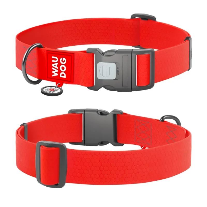 Ошейник для собак водостойкий, пластиковая пряжка, XXL, красный WAUDOG Waterproof Collar