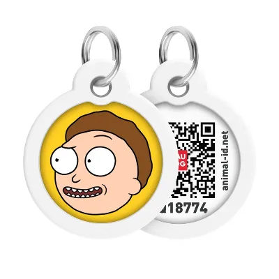 Адресник для собак и котов металлический, круг «Рик и Морти 2», L WAUDOG Smart ID Tag Rick and Morty 2
